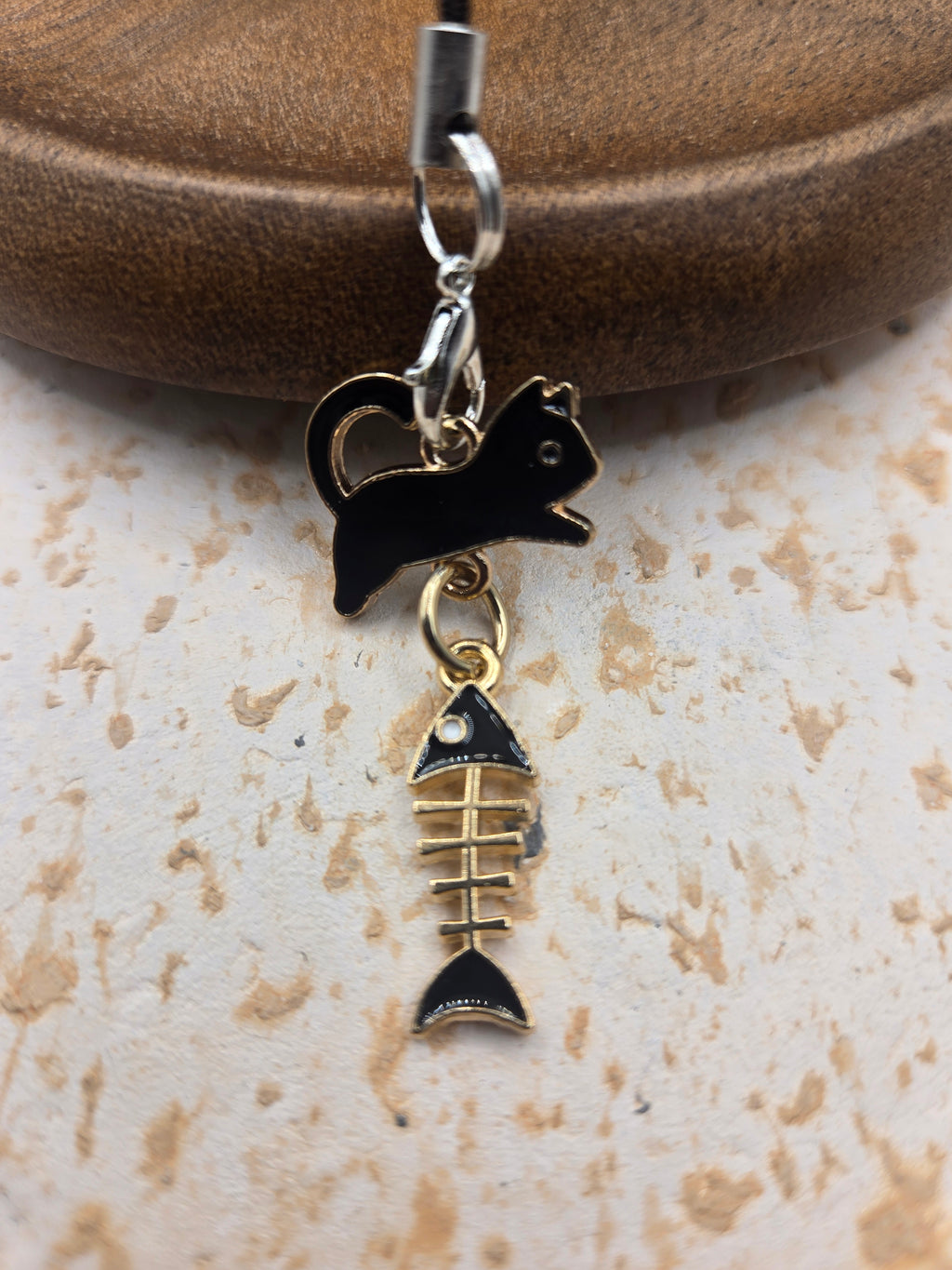 Black and White Cat Phone Charm