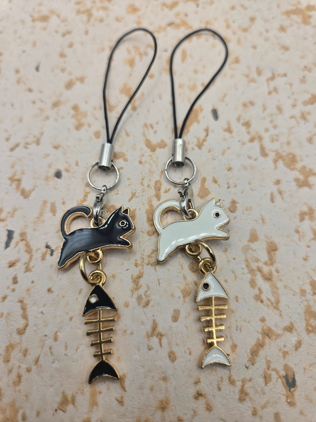 Black and White Cat Phone Charm