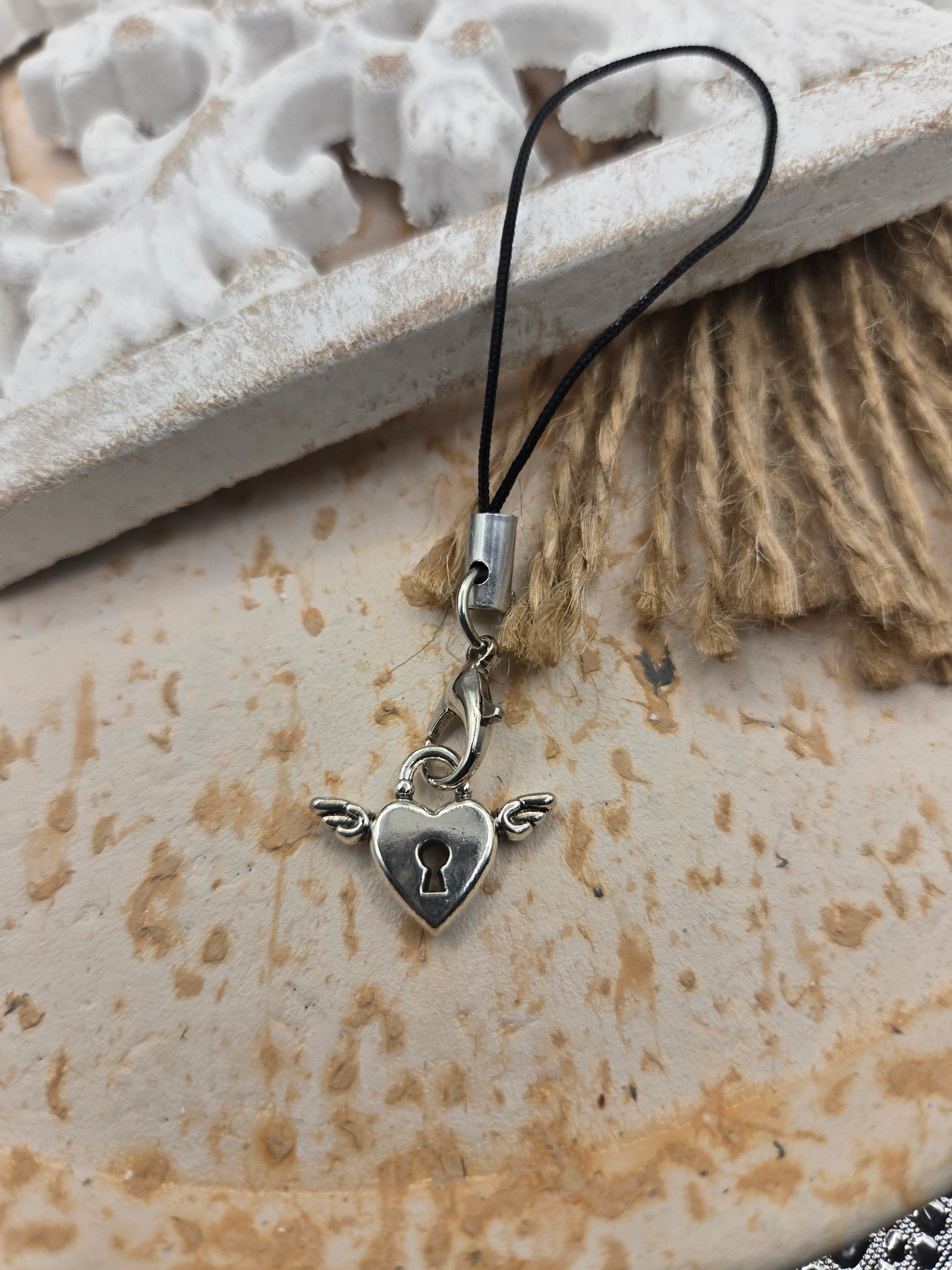 Winged Heart Keyhole Charm